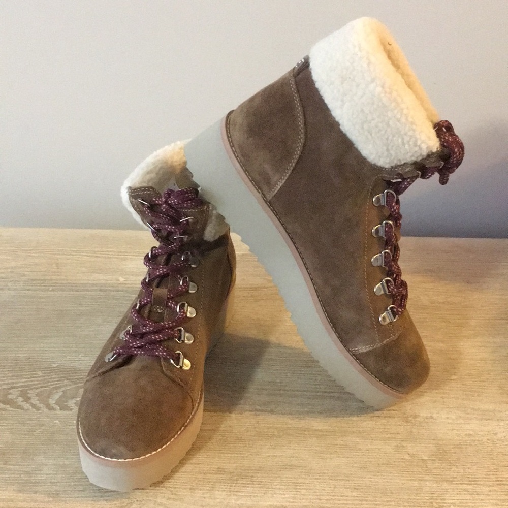 SAM EDELMAN FAUX SHEARLING HIKING BOOTS